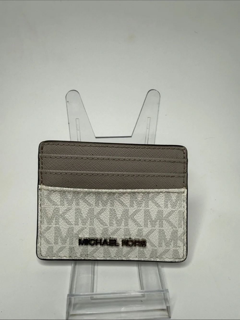 Michael Kors Slim Wallet White and Gray Monogram